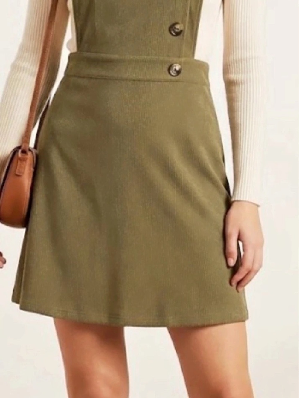 Olive Green Mini Pinafore Dress